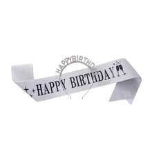 Kit Faixa Tiara  Conjunto Feliz Aniversário Tema Decoração Bandana Banner Festa Presente