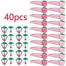 4pcs/Set Women Elegant Minimalist Strawberry Hair Clips, Suitable For Everyday Bangs And Hair Styling Claw Clips Hair Claws Hair Barrettes, School Stuff, Pink Hair Clips, Cute Accessories