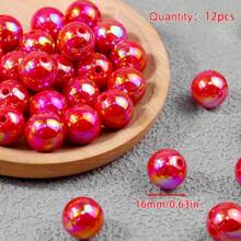 12 Stück 16mm bunte Kaugummi-runde Acrylperlen - dickwandige lose Kunststoffperlen, geeignet für DIY-Schmuckherstellung und Schlüsselanhänger-Charms, Bastelzubehör, Dekorationsperlen
