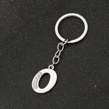 1pc Men's Creative 26 English Alphabet Rhinestone Keychain, Minimalist Car Key Chain, Holiday Party Gift - Silver - View 15