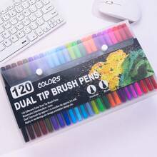 12/24/36/48/60/80/100/120 PCS Dual Markers Brush Pen Fine Double Tip Point Art Marker For Adult Coloring Hand Lettering Writing Planner Journal Note Calligraphy Drawing Art Craft School Supplied,Back To School