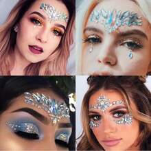Shmian 5Pcs Sexy Temporary Face Tattoo Stickers 3D Glitter Rhinestone&Diamond Decals Festival/Party/Makeup Face Body Jewel Gem Stickers - Multicolor - View 7