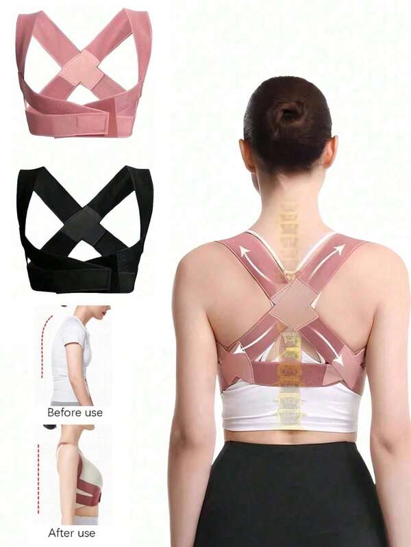 1pc Multifunctional Posture Corrector, Unisex, Adjustable Back Support And Neck/Shoulder Upright Posture Corrector, Comfortable Wear Under Clothes To Fix Upper Back, Collarbone, Shoulder