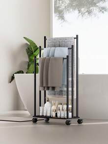1 件三层落地毛巾架，带轮子和收纳架的毛巾架，浴室毛巾架，可移动毛巾架，容量大，易于安装，适用于在浴室、卫生间或户外存放毛巾、浴巾、毛毯、浴室配件 - 彩色 - 查看 12