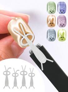 4pcs/Set Cute Cat'S Eye Nail Art Shaping Tools, Rabbit Shape Cat Eye Magnet Set-Can Make Cute Shapes Such As Rabbits And Pandas For Gel Polish No Scent Magnet Stick For Cat Eye Polish Effects Nail Art Tools And Accessories, Suitable For Pet Lovers And Creative Nail Designs, Cute Nail Art Supplies, Lively Designs, User-Friendly Functions Friend Gifts, Female Gifts, School, Nail Art Cat Eye Magnets