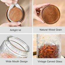 1 pieza Frasco de vidrio retro con tapa, aproximadamente 671.9/900 gramos, botes de almacenamiento de vidrio sellados, recipientes de almacenamiento de alimentos de vidrio, aptos para mostradores de cocina, despensas, frascos decorativos y lindos frascos para café, té, azúcar y dulces
