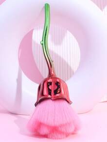 1 件玫瑰腮红刷、高品质蓬松面部粉刷、便携式荧光笔和定妆刷、美容化妆工具 - 彩色 - 查看 2