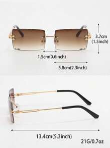 1 Stück rahmenlose rechteckige Brille mit Farbverlauf, modische Modebrille, geeignet für Outdoor & Urlaub, Preppy Stil für Schulanfang, rechteckiger Form