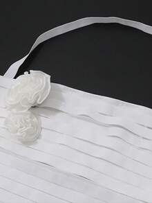 Women's Summer Halter Tank Tops Solid Color 3D Flower Sleeveless Cutout Bandage Backless Slim Fit Vest - trắng - Xem 5