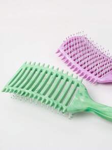 1pc Marbling Curl Defining Brush, Curved Vented Brush For Faster Blow Drying For Women, Men, Paddle Detangling Brush For Wet Dry Curly Thick Straight Hair(Purple, Green, Blue, Pink), Hair Styling Kit, Hair Tool Kit, School Stuff - Multicolor - View 5