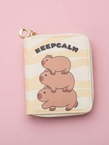 1 Ví da PU Capybara - Ví ngắn hoạt hình dễ thương dành cho thanh thiếu niên và học sinh, đựng thẻ tối giản thời trang, đựng tiền xu - Nhiều màu - Xem 5