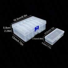 2pcs 6-In-1 Clear Plastic Storage Boxes With Locking Latch - Durable, Multipurpose Organizer For Girls Hair Accessories, Rubber Bands, Jewelry, DIY Crafts And Small Tools - Multicolor - View 4