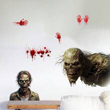 1pc Self-Adhesive PVC Wall Sticker With Devil's Blood Blood Hand Pattern, Suitable For Halloween Home Decor, Living Room Decor, Bedroom Decor, Office Decor, Holiday Gifts Halloween Decor Fall Decor Wall Decor Stickers Wall Stickers Halloween Decorations Halloween Decoration - Multicolor - View 7
