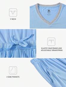 Men's Pajama Sets Sleepwear Nightwear Lightweight Quick Dry Soft 2 Piece Long Sleeve Mens Loungewear Sets With Pockethalloween - A7-sky Blue - View 3