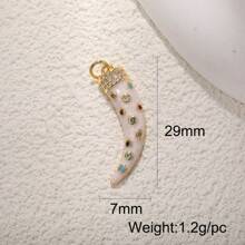 1 pieza Colgante lujoso en forma de sol, pentágono, escudo, luna y corazón, chapado en cobre, con diseño geométrico e incrustado de circonita cúbica, accesorio de joyería DIY, regalo para hombres y mujeres