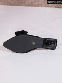 Women's Elegant Black High Heels, Butterfly Applique Party Shoes, Elegant Fashion Luxurious Bowknot Stilettos, Low Heels High Heels, Suitable For Party, Wedding, Office, Outdoor, Spring/Summer - Black - View 5