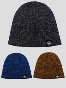 1pc Men's Dual Layer Thermal Lined Knit Cap, Solid Color Winter Warm Beanie Hat For Outdoor Sport, Travel, Riding, Casual Comfortable Snowflake Pattern Suitable For Daily Wear Halloween