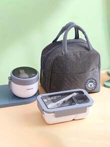 1pc Adult Multi-Functional Reusable Plastic Square Lunch Box With Lid, Compartment, Utensils & Dipping Sauce Dish, Portable For Work, School, Outdoor, Camping, Comes With Optional Cup, Oatmeal Cup, And Insulated Lunch Bag With Zipper