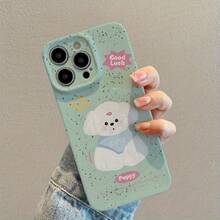 Estuche para teléfono 1PC Estuche para teléfono con película dura antigolpes todo incluido Cute Ink Dog Compatible con los modelos 16/ 15/ 14/ 13/ 12/ 11 Plus / Pro / Pro, impresiones realistas que - Blanco - Ver 6