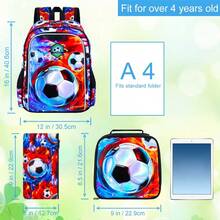 3PCS Backpack For Boys, 16 Inch Kids Preschool Soccer Backpacks, Elementary Kindergarten Football School Bookbag With Lunch Box For Teen Travel - Backpack - View 3