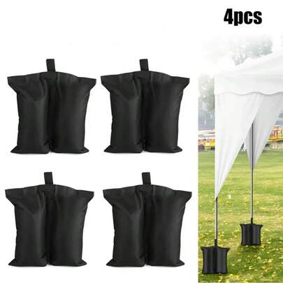 4pcs Heavy Duty Tent Weight Bags, Camping Gear, Outdoor Accessories, Gazebo Leg Sandbags - Secure Tent Anchors For Outdoor Activities, Easy To Fill And Portable Design, Durable Polyester, Black, Windproof Sand Bags, Suitable For Canopy, Tarp, Garden Gazebo, Sunshade, Trampoline, Umbrella, Tent, Awning And Picnic, For Outdoor Camping Travel, Weighted Bags, Portable Weight Bags | Stylish Black Design, Tent Accessories