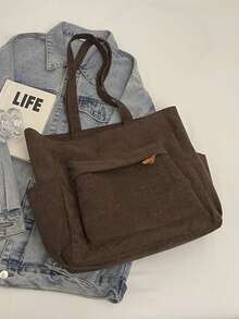 Bolso de mano de pana para mujer, bolso de hombro de gran capacidad, bolso escolar, bolsa de compras casual, mochila de viaje