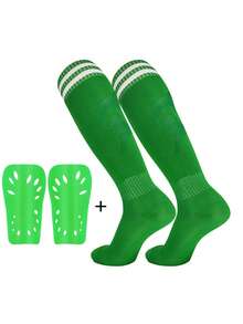 Kids Football Sock And Shin Guard Set - 1 Pair Shin Guards + 1 Pair Long Sports Socks, Double-Layer Shin Pads, Breathable Anti-Slip Long Sports Socks - Multicolor - View 10