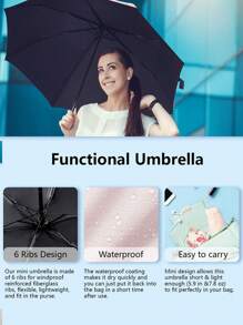 1pc UPF50+ Sun & Rain Mini Travel Umbrella, Windproof Compact Parasol (For Hiking/Pocket), Mini Travel Sun Small, Compact Uv Umbrella Protection Sun, Lightweight Portable Parasol Windproof, Fabric Wallet Umbrella For Commuter, Outdoor Activities In Rainy And Sunny Days Umbrella For Women Umbrella Rainproof Windproof