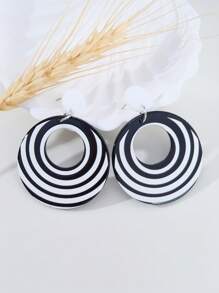 1 Par de Aretes Minimalistas y Elegantes de Acrílico con Estampado de Cebra en Negro y Blanco, Contraste de Color, Aretes Colgantes para Mujer, Adecuados para el Uso Diario y Fiestas.
