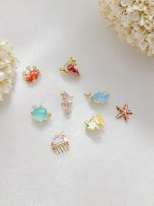 Set da 4 orecchini in stile marino con stelle marine e tartarughe, gioielli esquisiti e carini con cristalli di zirconia ipoallergenici, per decorazione quotidiana e regalo per le donne