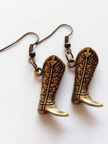 1 par de pendientes con colgante de bota de vaquero vintage al estilo occidental para uso diario de vaquera, accesorios divertidos para las orejas como regalo