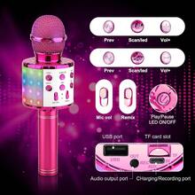 Microphone Karaoké Bluetooth Klack, 4 en 1 Microphone sans Fil Portable pour Enfants, Musique, Fonction Écho, Compatible avec Android, PC Noir - Livraison depuis l'Espagne - Rose bonbon - Voir 3