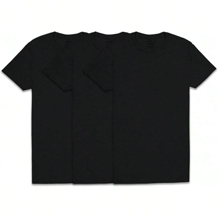 Men's Crew Tee Undershirts, Wicking,, Big & Tall Available - 黑色 - 3 件裝 - 查看 1