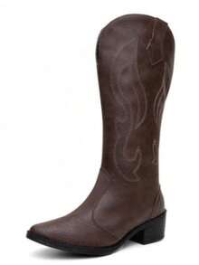 Women's Country Western Mid-Calf Embroidered Texan Boot - Óxido marrón - Ver 4