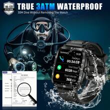 EIGIIS Smartwatch militar para hombre (contesta y realiza llamadas), resistente al agua hasta 5 ATM, reloj táctico robusto, pantalla HD de 1,96 pulgadas, monitor de ritmo cardíaco y sueño, más de 100 modos deportivos, monitor de actividad física, compatible con Android e iOS.