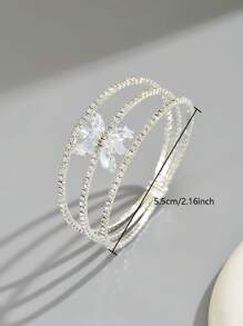 1 pieza Brazalete de cobre multicapa con diseño hueco minimalista y elegante con circonita cúbica, versátil para el uso diario