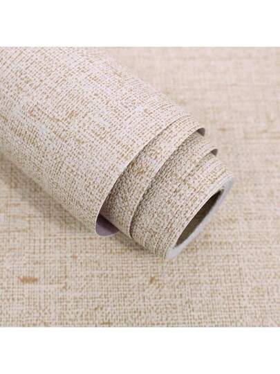 Roll Of Beige Grass Cloth Texture Contact Sticky Wallpaper, Artificial Linen Retro Paper, Self Adhesive Movable Vinyl Peel Stick Cabinet Bookcase Home ation, Background Wand DIY ation,Room ,Boho Paper Stickers Wallpaper Bathroom