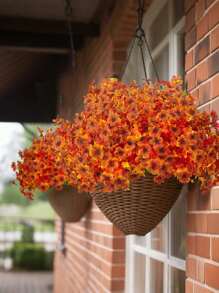 4 Bundles Fall Artificial Flowers, Uv Resistant Fake Plastic Plants For Home Decor, Orange Shrubs Hanging Flower Plant For Home Fall Front Door Porch Garden Autumn Decor To Add A Touch Of Classy To Your Patio And Balcony, Corridor, Garden, Yard, Dining Table, Living Room, Wedding Party, Simulation Vine Flowers, Wedding Party Decor, Fall Decor,Autumn Halloween Decor Room Decor