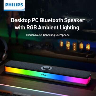 PHILIPS PHILIPS Computer Speakers For Desktop PC, PC Speakers With Dynamic RGB Light, Computer Sound Bar, Type-C Powered Gaming Speakers For Desktop, Laptops, Tablet