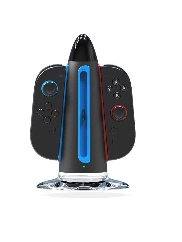 1 pièce Base de chargement 4 en 1 en ABS noir avec éclairage RVB, fonctionnement simple et facile, compatible avec les contrôleurs 2 Joy-Con