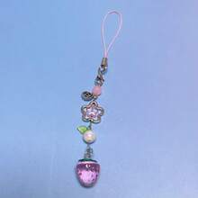 1 Stück süßer herzförmiger Erdbeere Handyband, rosa Frucht Handyanhänger, Schlüsselanhänger, Rucksack Dekoration, geeignet für den täglichen Gebrauch, tolles Geschenk für Familie, Freunde, Freundinnen zu Weihnachten