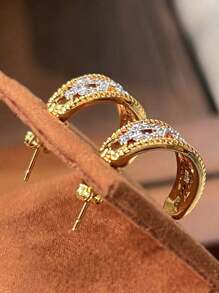 1 peça de brincos de nariz de porco ocos de luxo com strass, brincos de design exclusivo e requintado, adequados para uso diário feminino, festivais, festas, presentes de verão