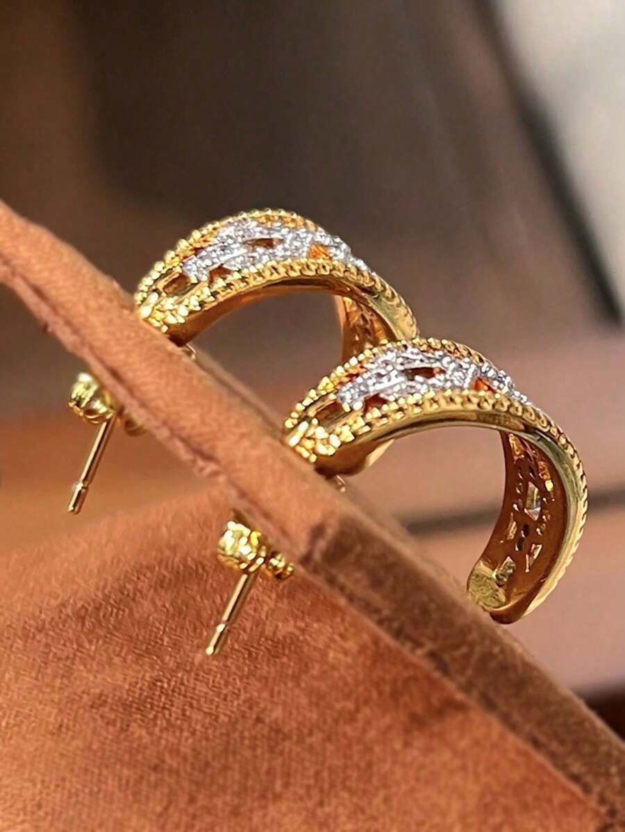 1 peça de brincos de nariz de porco ocos de luxo com strass, brincos de design exclusivo e requintado, adequados para uso diário feminino, festivais, festas, presentes de verão