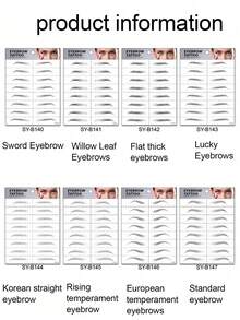 1pc 6D Eyebrow Tattoos Sticker, Semi-Permanent Waterproof Eyebrow Tattoo, Makeup Eyebrow Sticker