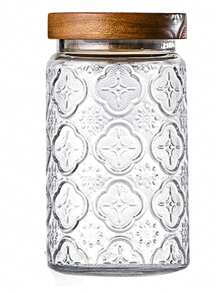 1 pieza Frasco de vidrio retro con tapa, aproximadamente 671.9/900 gramos, botes de almacenamiento de vidrio sellados, recipientes de almacenamiento de alimentos de vidrio, aptos para mostradores de cocina, despensas, frascos decorativos y lindos frascos para café, té, azúcar y dulces