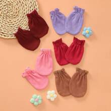 3/4/5/6 Pares de manoplas de unicolor para recién nacidos, aptas para todas las estaciones, guantes de protección de manos para niños y niñas, regalo ideal para recién nacidos