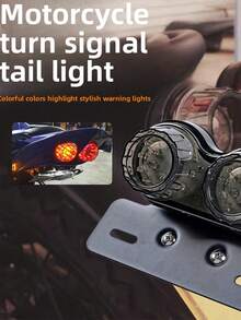 1pc Motorcycle Modification LED Taillights Cool Black Retro Brake Lights Rear Taillights Cruise Car Modification License Plate Lights Motorcycle Accessories Electric Car Lights - Multicolor - View 6