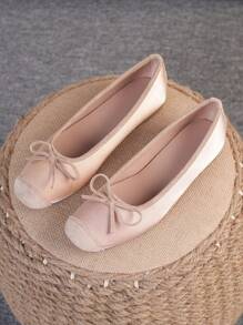 Bailarinas para mujer, zapatos planos de punta cuadrada con suela blanda, zapatos planos versátiles con lazo, mocasines planos color champán, tallas 35-43 (corre un número talla grande grande)