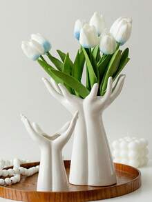 白色手花瓶，臂花瓶可爱独特波西米亚简约女性造型美学摆件现代北欧风格家居客厅办公室摆件 - 彩色 - 查看 3