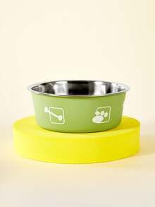 PETSIN 1pc Stainless Steel Double Layer Paw Print Pattern Cat/Dog Lover Gift And Dog/Cat Mom Love Pet Bowl, Large Capacity Anti-Skid Anti-Spill For Small/Medium Dog Lover And Dog Mom Love Cat Lover And Cat Mom Love (2 Styles Of Non-Slip Mat Randomly Included) - Multicolor - View 6